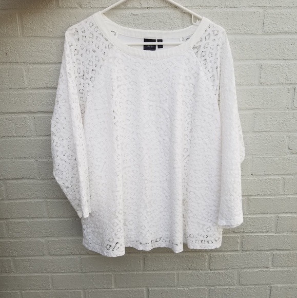 Rafaella Tops - ▪Rafaella▪ White Lace Overlay Top